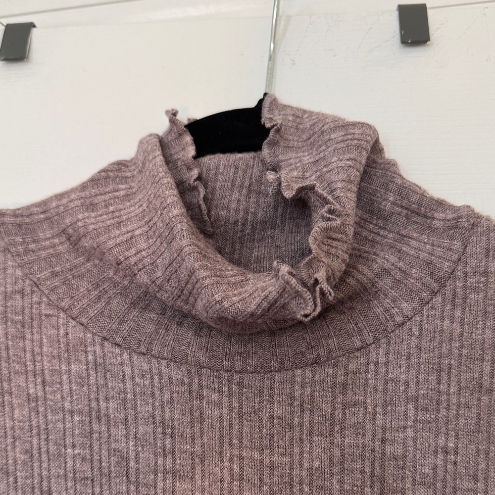Madewell Women Ribbed Mock Neck Sweater - Mauve Taupe Size XL - Picture 5 of 12